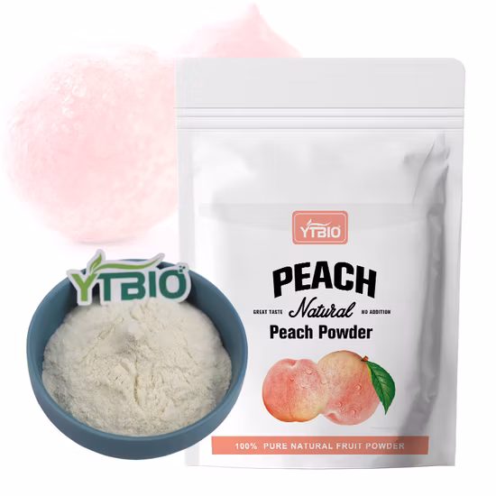 Bebida instantânea em pó de pêssego com rótulo personalizado para suplemento nutricional e antioxidante