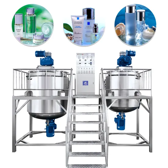 Homogeneizador a vácuo fixo de grande produção, emulsificador para cuidados corporais, loção, creme solar, soro, cosmético